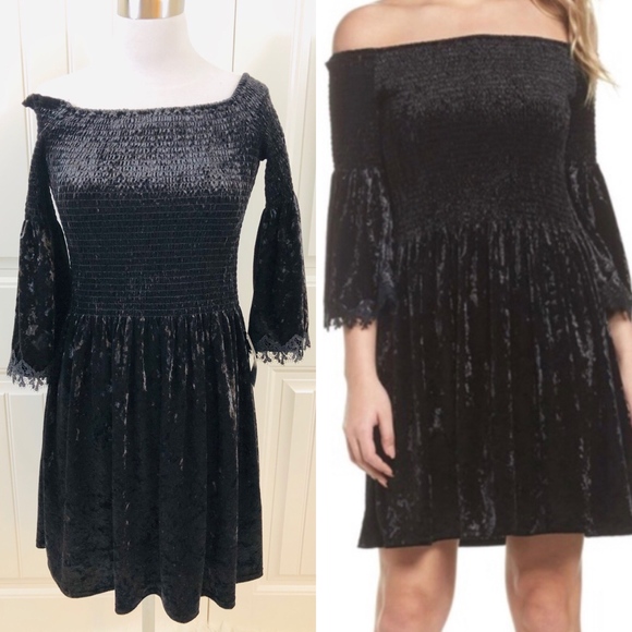Kobi Halperin Dresses & Skirts - Kobi Halperin Black Velvet Peasant Dress NWT AS IS